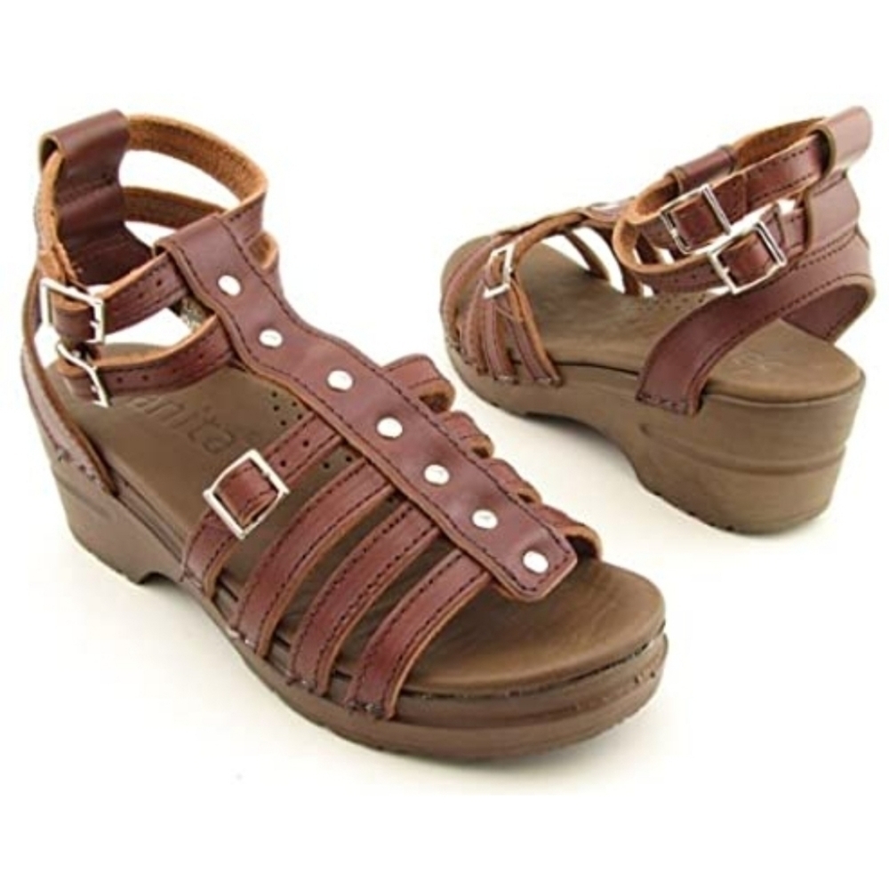 Sanita Aurora Brown Strappy Gladiator Sandals 40‎